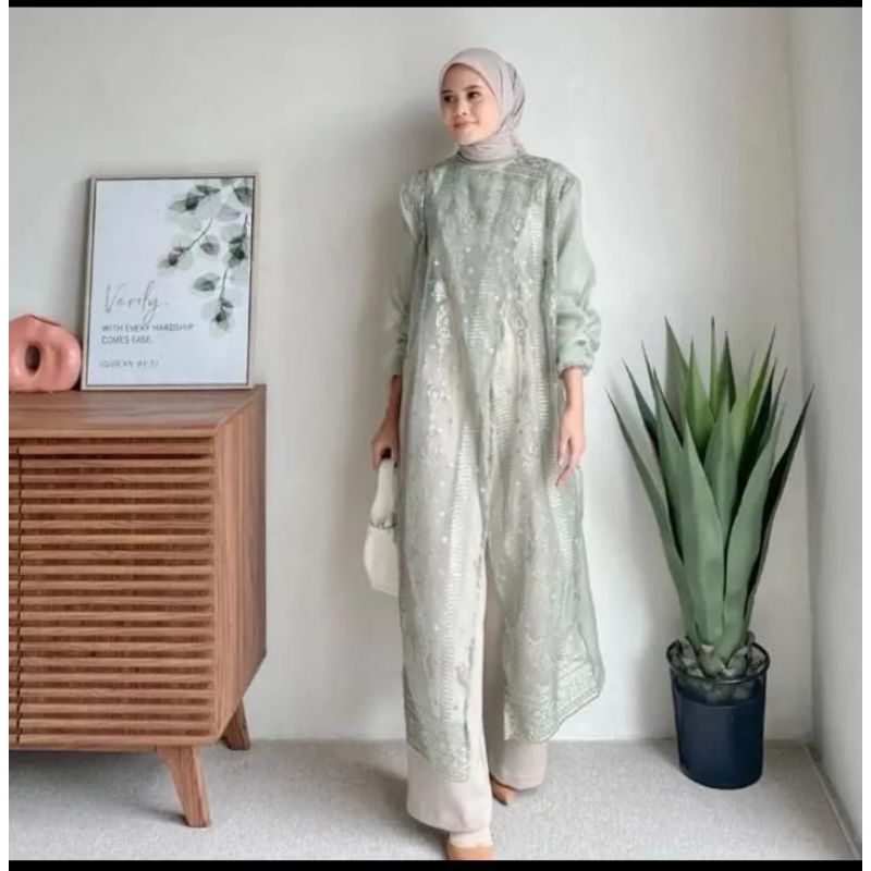 Claudia Outer Long Tunik Brokat Silang Panjang//Outer Long Dress Tunik Kebaya Pernikahan//Long Outer