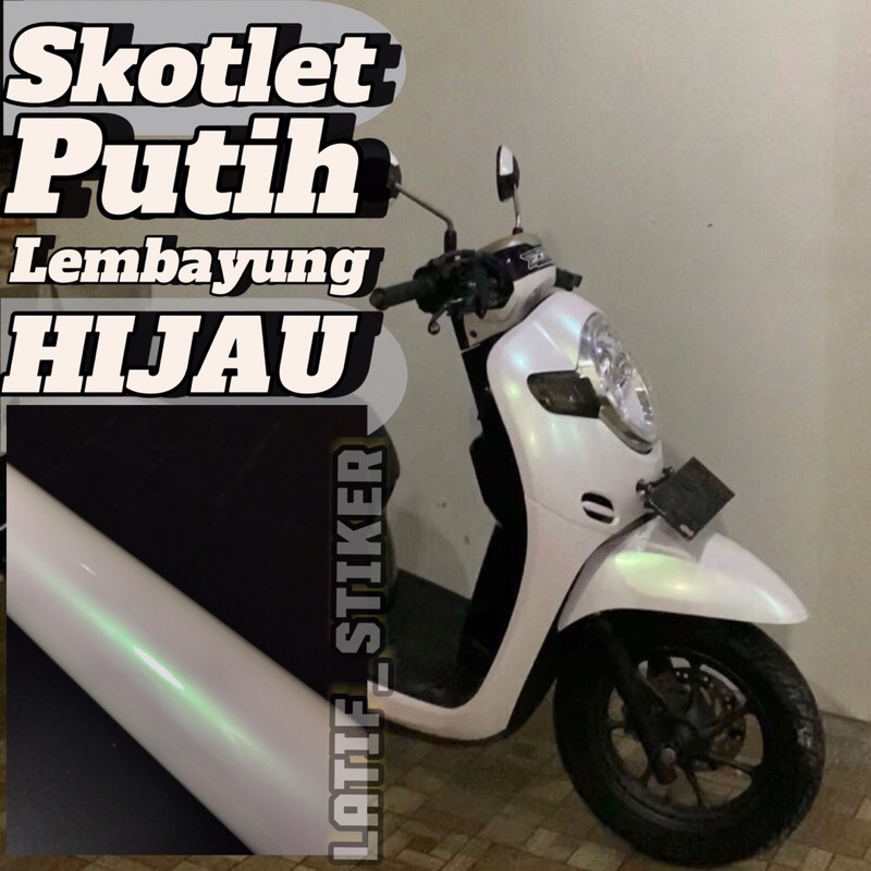 SKOTLET STIKER MOTOR PUTIH LEMBAYUNG HIJAU SCOTLITE PUTIH MUTIARA LEMBAYUNG GREEN