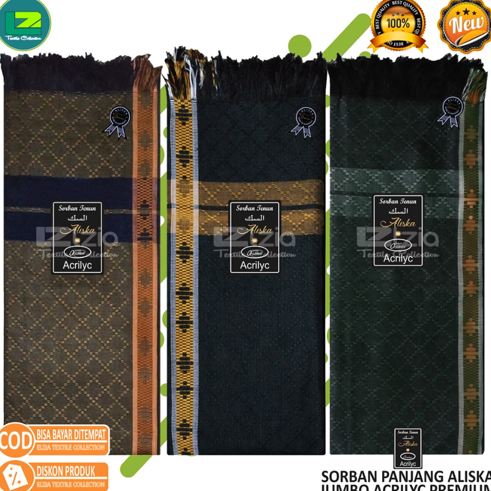 SORBAN PANJANG SORBAN ALISKA JUMBO BAHAN AKRILIK PREMIUM u N3M6