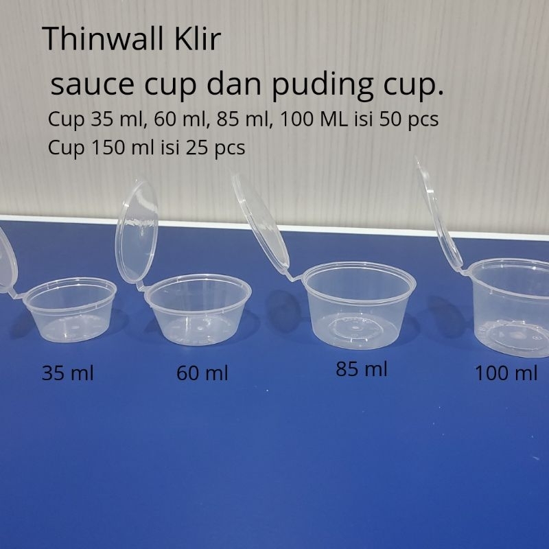 thinwall cup saus Klir 35ml 60ml 85ml 100ml isi 50 pcs | tempat saus | cup saus | thinwall 60 ml