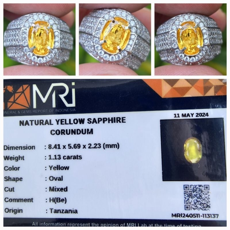 Natural Yellow Sapphire Tanzania Memo 1.13 crt