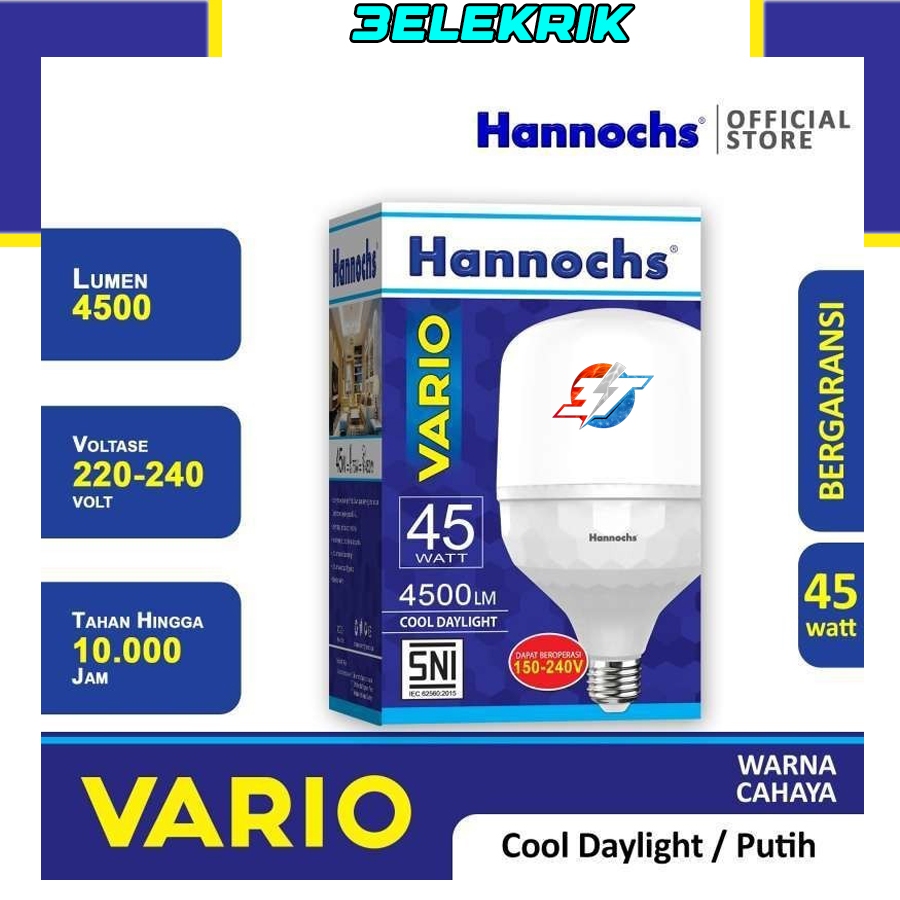 Lampu LED Hannochs 45 Watt Bergaransi Cahaya Putih
