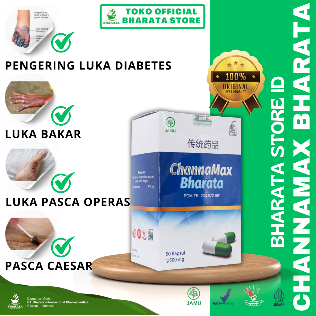 OBAT PENGERING LUKA DIABETES MELITUS MASANGI JAMSI CINA BASAH KERING HERBAL CHANNAMAX BHARATA