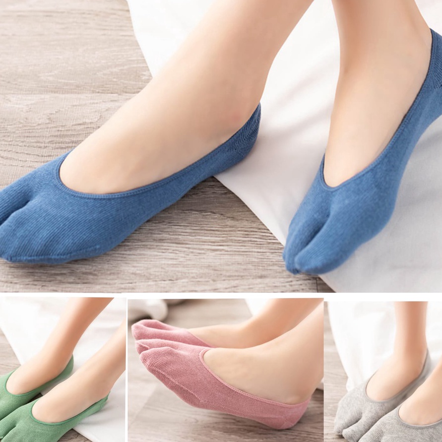 KI3 Cashback Itshoping  Kaos Kaki Invisible Socks Dua Jari Gaya Jepang Unisex Kaos Kaki Tapak Jempol