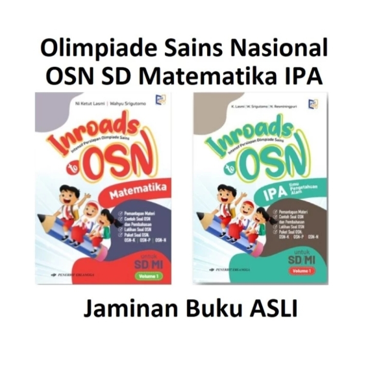 ORI harga satuan buku buku olimpiade sains Nasional OSN SD matematika dan IPA penerbit Erlangga