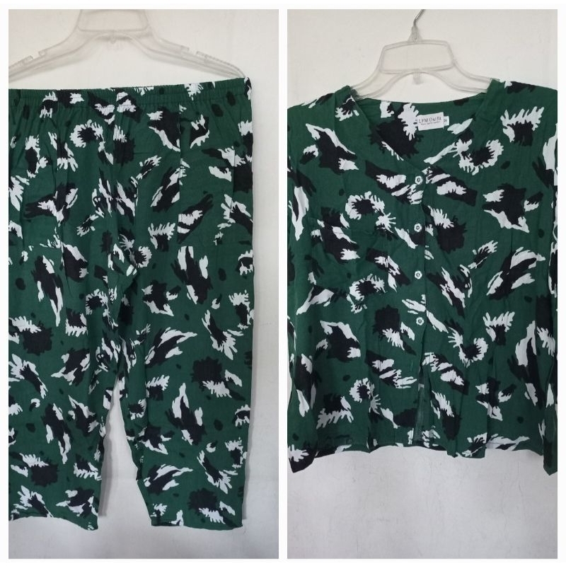 Casual one set outfit piyama wanita (atasan + bawahan)