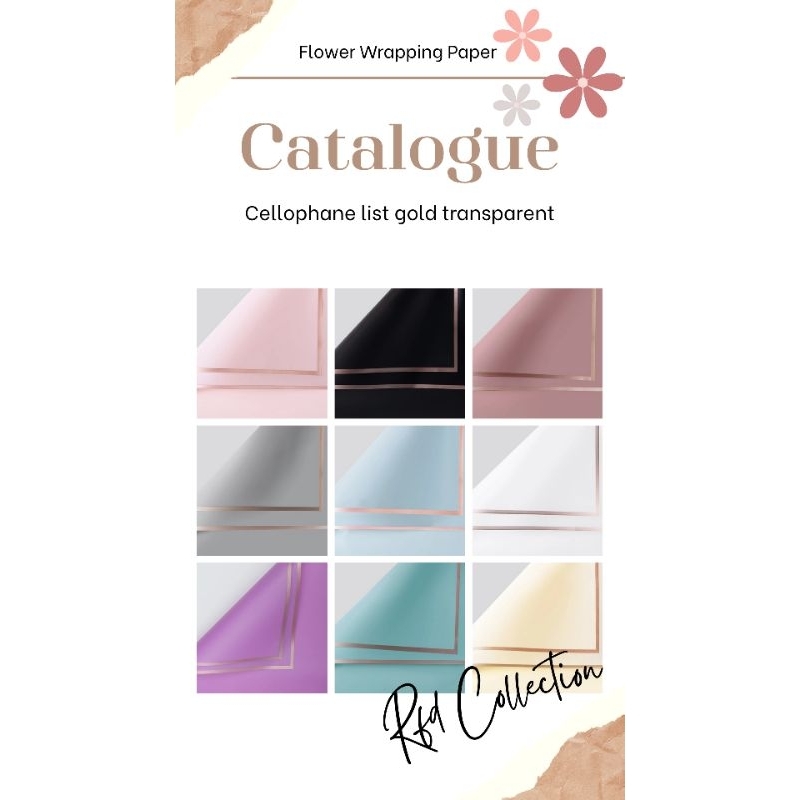 

[ECER] Kertas Buket Bunga Cellophane List Gold Transparent