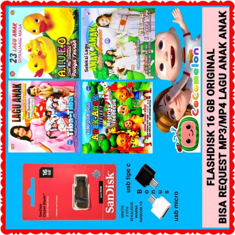 FLASHDISK USB-BISA CAMPURAN  MP3 LAGU ANAK ANAK TERLARIS SEPANJANG MASA-BISA BUAT DI AUDIO MOBIL-LAG