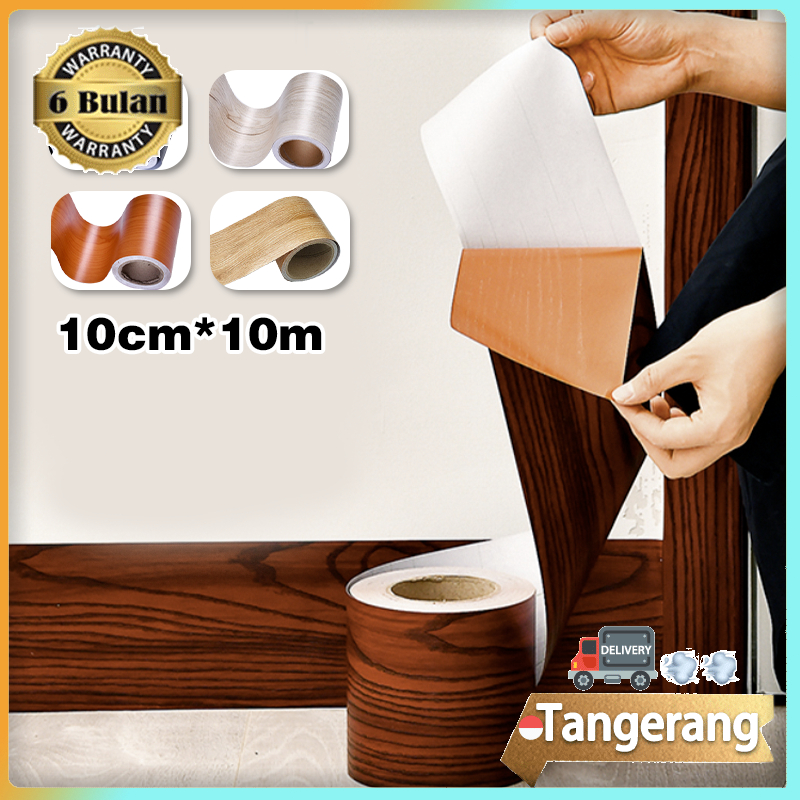 Wall Border List Kayu 10cm X 10m Wallpaper Sticker Border List Tembok Motif Kayu Wallpaper Dinding