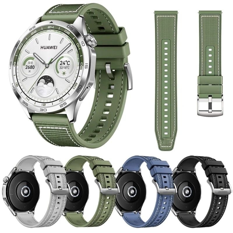Strap / Tali Jam Silicone Nylon Huawei Watch GT 4 / 3 / 2 / Buds / Ultimate Official Design 22mm