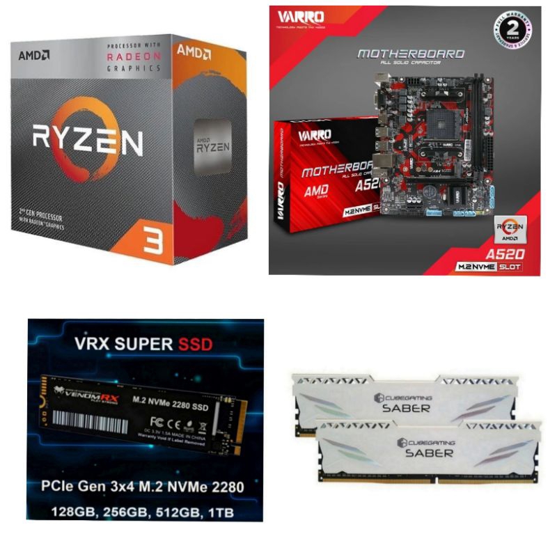 Paket Processor Gaming AMD Ryzen 3 3200G Box DDR4 NVME A520