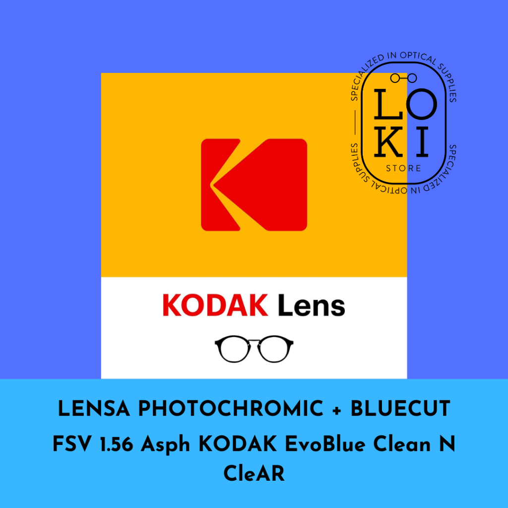 Lensa Kacamata Kodak Lens EvoBlue FSV 1.56 Asph UVBlue Clean N CleAR | Photochromic + BlueCut