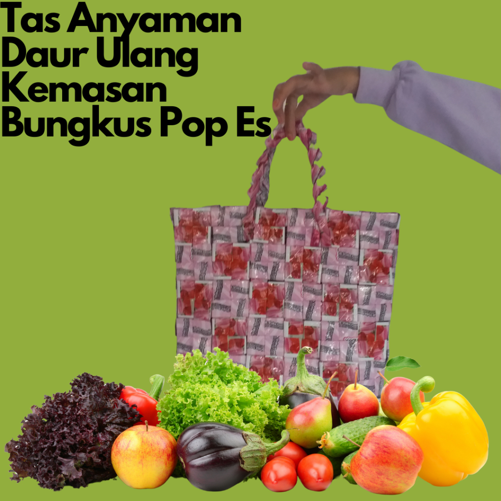 Tas wanita unik 2024 tas belanja sayuran dan buah dari kemasan bungkus Pop Ess tas belanja anyaman