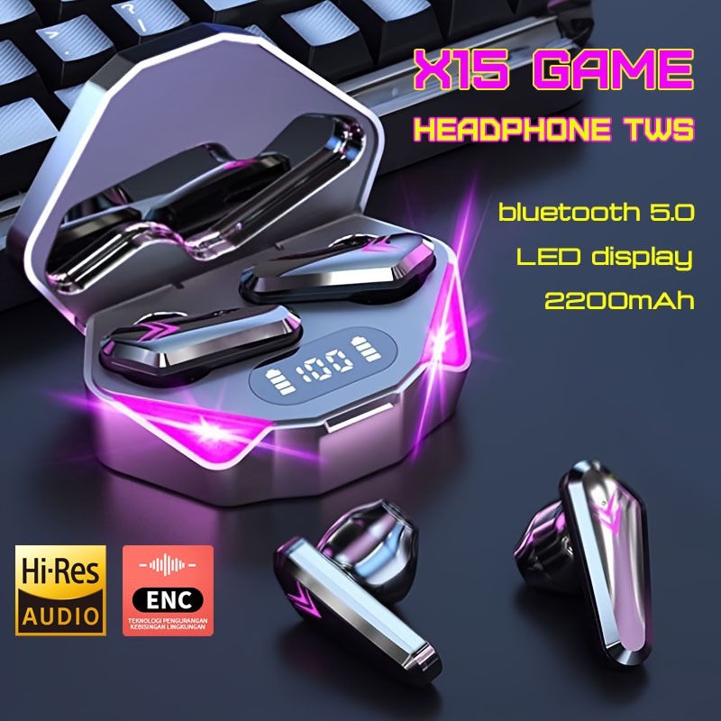 HILP Gaming X15 Tws Wireless Headsets Bluetooth Earbuds Gaming Headsets Bluetooth 5.2