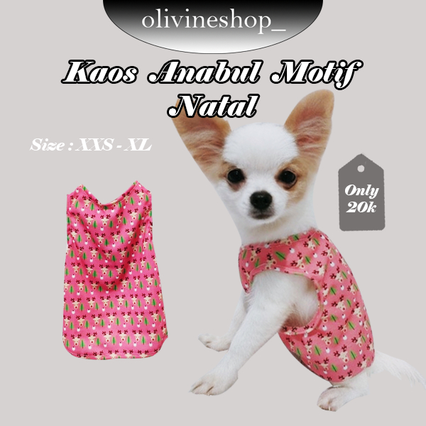 BAJU KAOS ANJING KUCING MOTIF NATAL LUCU BERKUALITAS BAGUS KAIN KATUN TANPA LENGAN
