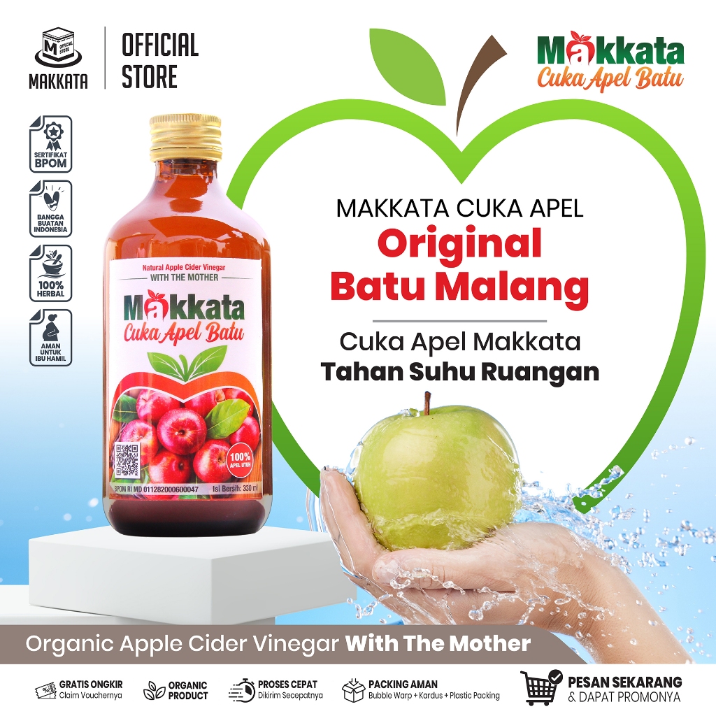 

MAKKATA CUKA APEL Original Batu Malang Cuka Apel Makkata Tahan Suhu Ruangan Cuka Sari Apel Organic