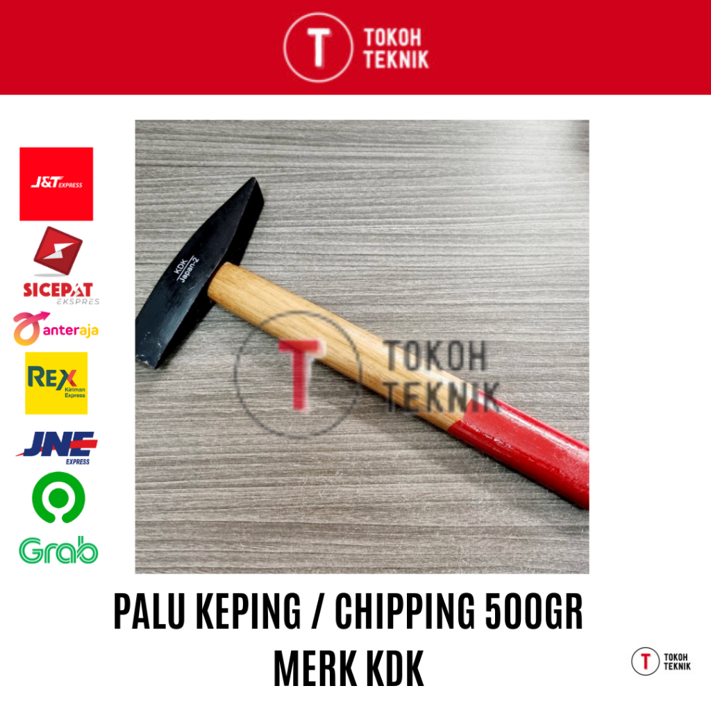 KDK Palu Keping Ketok Las 500 Gram Gagang Kayu / Chipping Hammer 500gram / Palu Ciping Tukang Besi 5