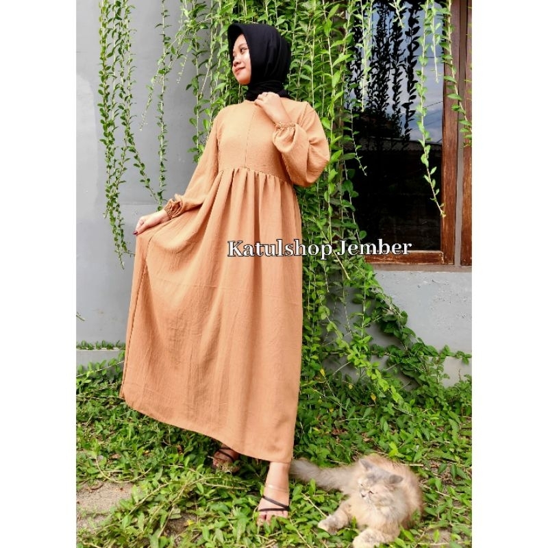 Gamis Crinkle Zaneeta Polos Midi Dress Polos Ld 110