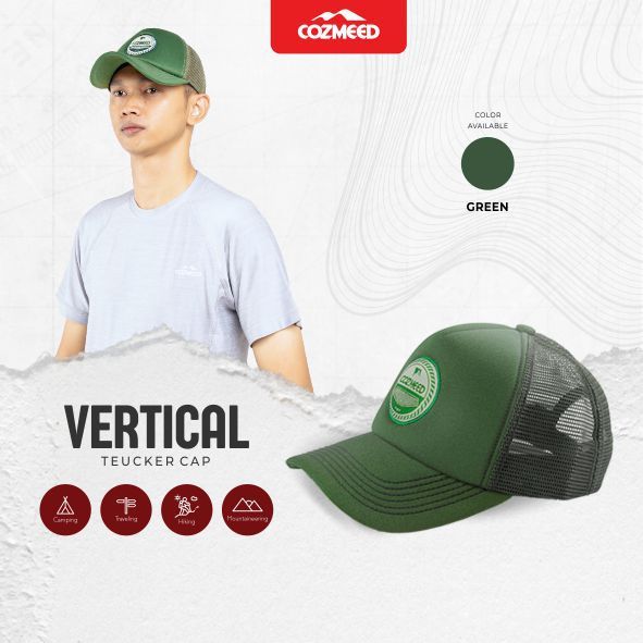 Cozmeed Topi Trucker Jaring Pria Wanita Unisex Vertical
