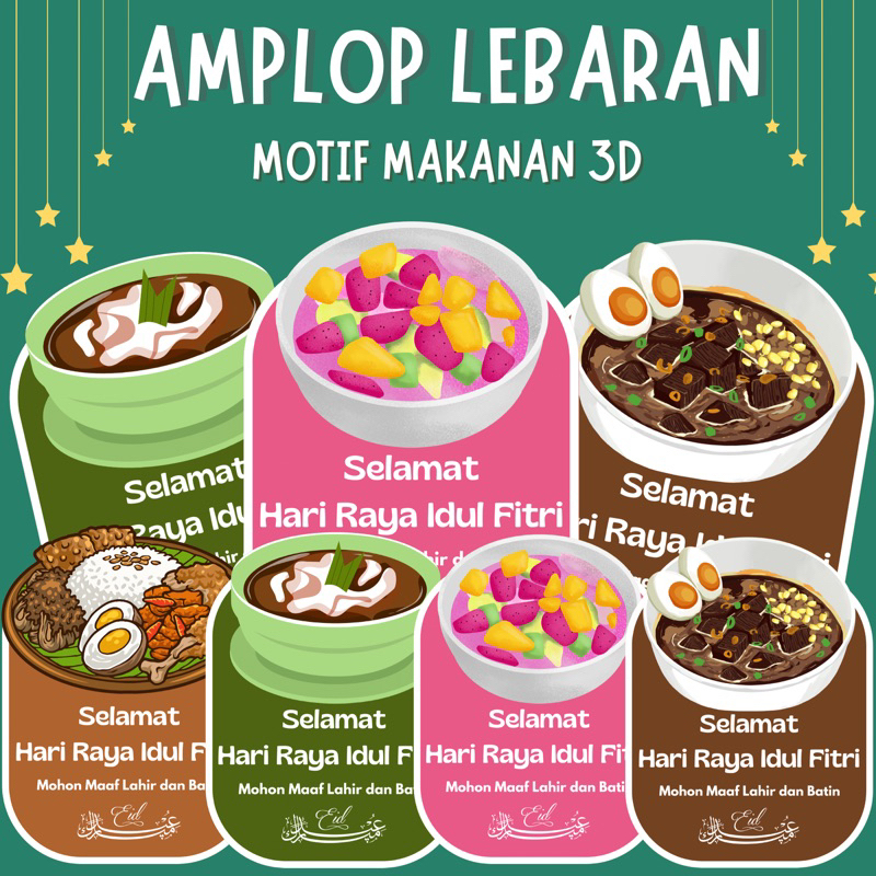 

Amplop Lebaran 2025 Motif Makanan Terbaru 3D