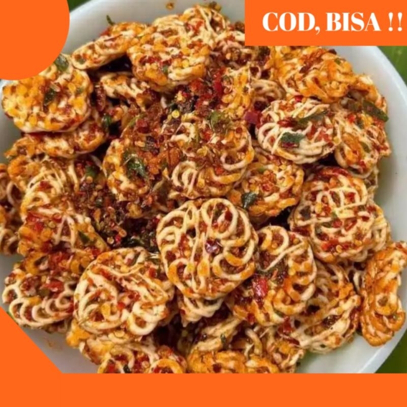 

Kerupuk pedo seblak kerupuk mawar pedas daun jeruk 500 grm snack bisa