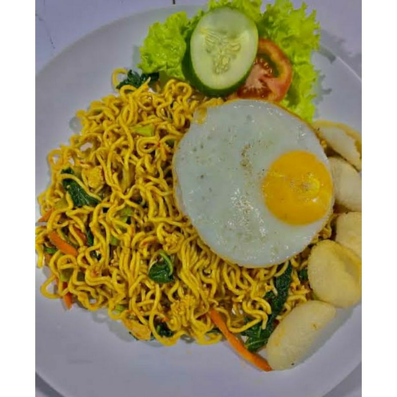 

Paket Hemat 3 (Indomie goreng, topping daging ham, nuget, sosis. Maryam, Es Good Day, free Nasi Putih) Siap Makan