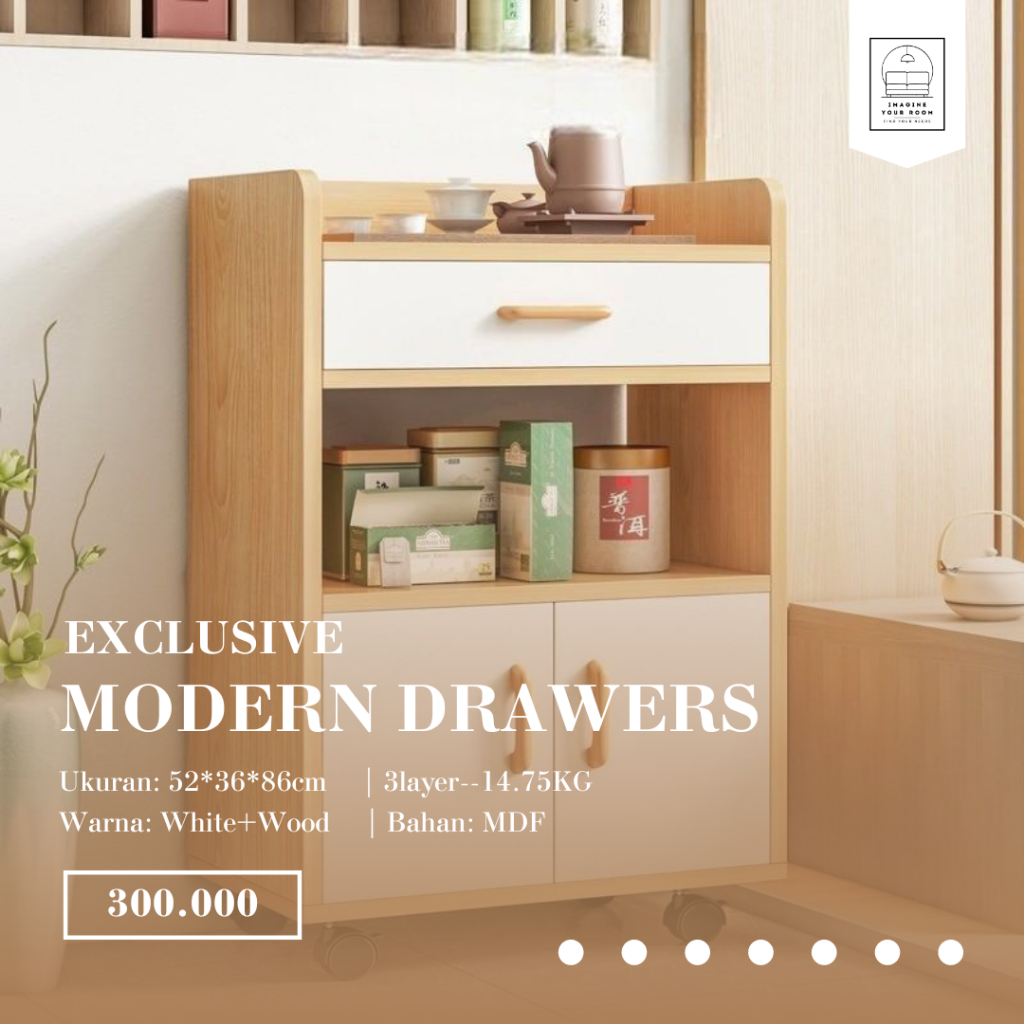 Nakas Tempat Penyimpanan Serbaguna Lemari buku Laci Penyimpanan Minimalis Dapur Serbaguna Drawers