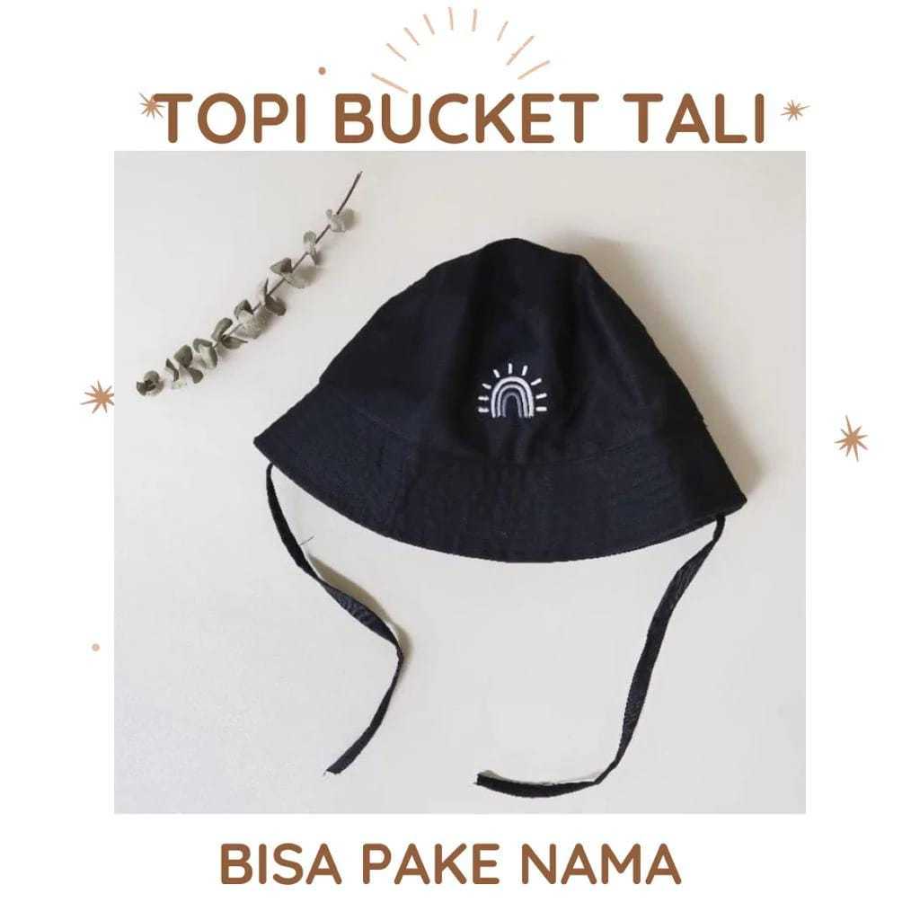 BUCKET HAT ANAK BORDIR PELANGI TALI PANJANG TM