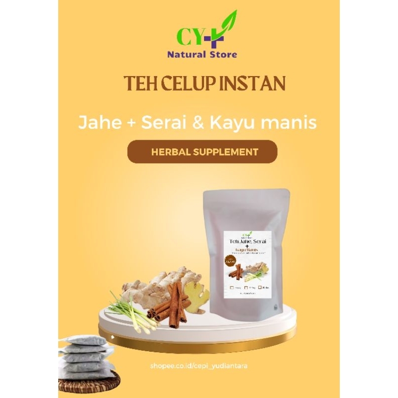 

Teh Jahe Serai + Kayu Manis / Ginger Lemongras With Cinnamon Tea Isi 20 Bag Tea Herbal Alami