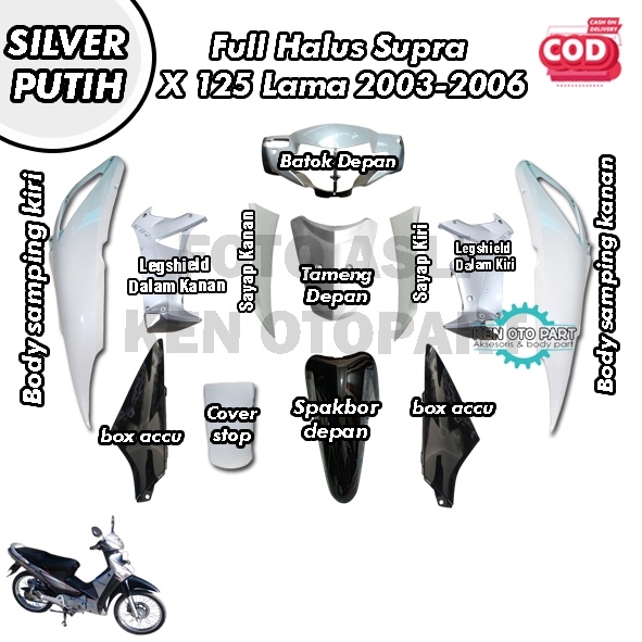Full Sepaket Set Body Halus Supra X 125 Lama  Silver Putih 2003-2006
