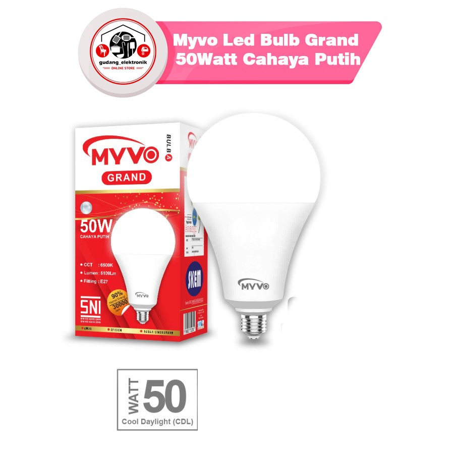 Myvo Led Bulb Grand 50Watt Cahaya Putih