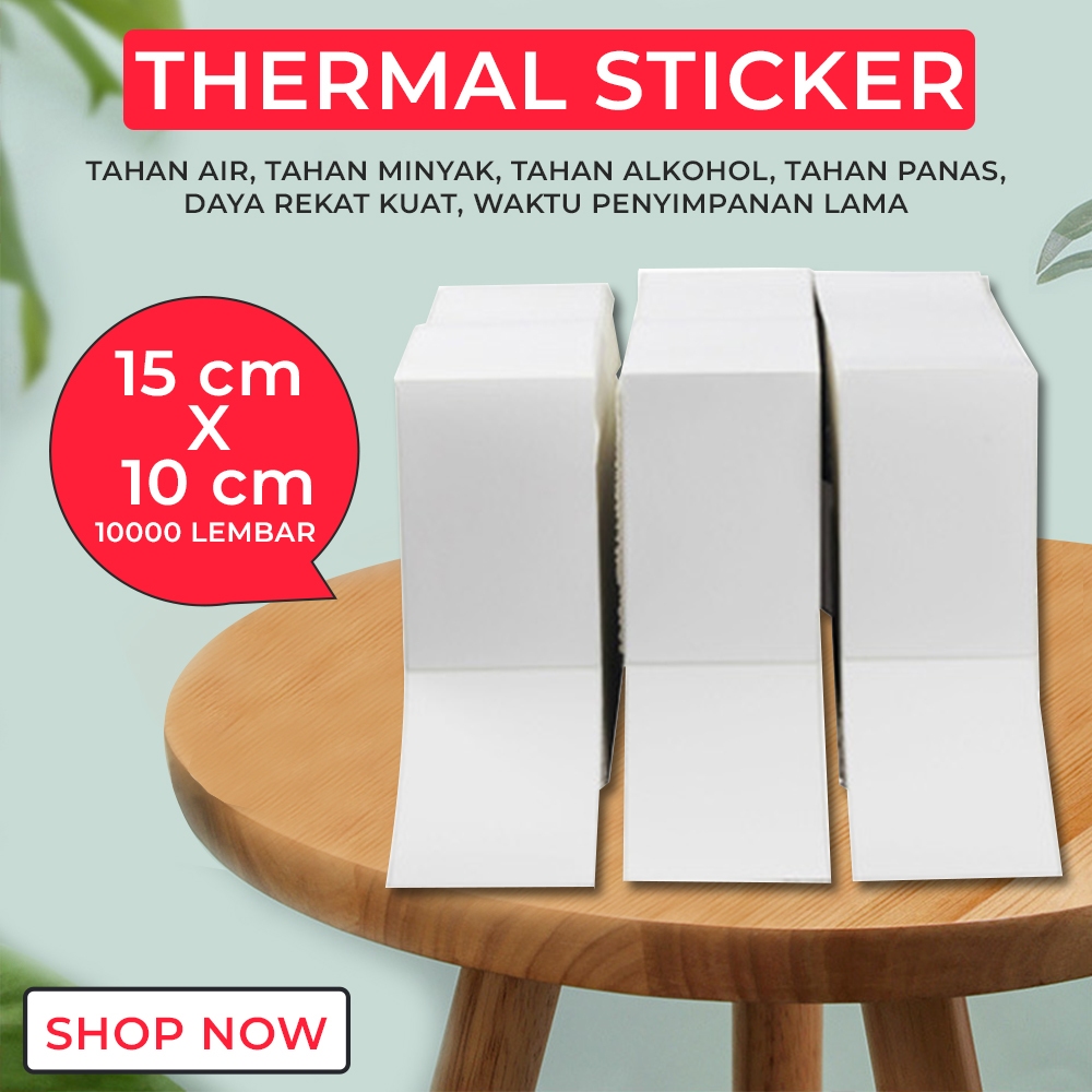

Kertas Label Thermal 15x10CM Label Thermal Barcode Roll Thermal Kotak Putih Printer Label