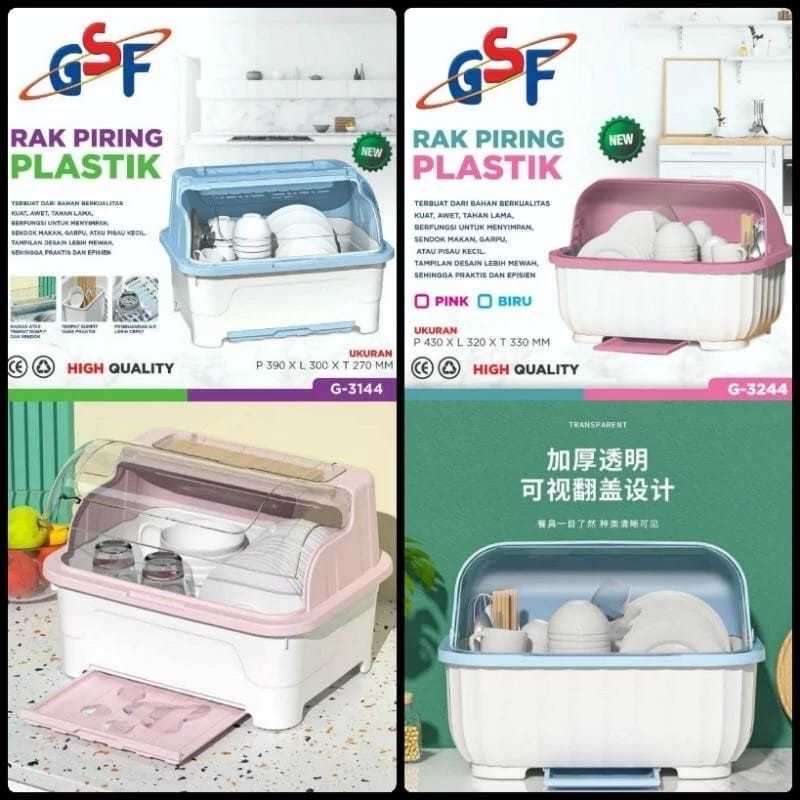 rak piring plastik GSF - 3244 / rak pirik mangkok serbaguna / rak piring tertutup / rak piring air m