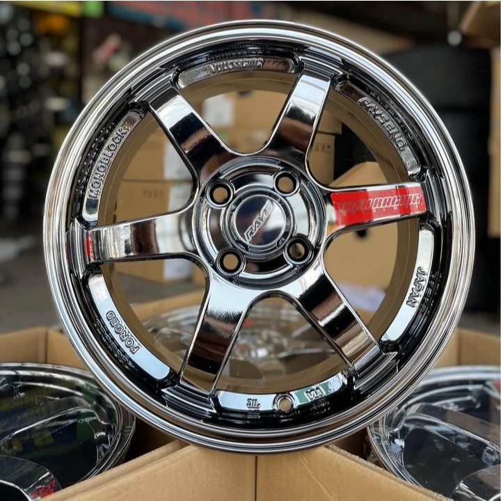 velg mobil ring 15 black chrome TE37 pcd 4x100 velg brioa.agya.mobilio,yaris,jazz