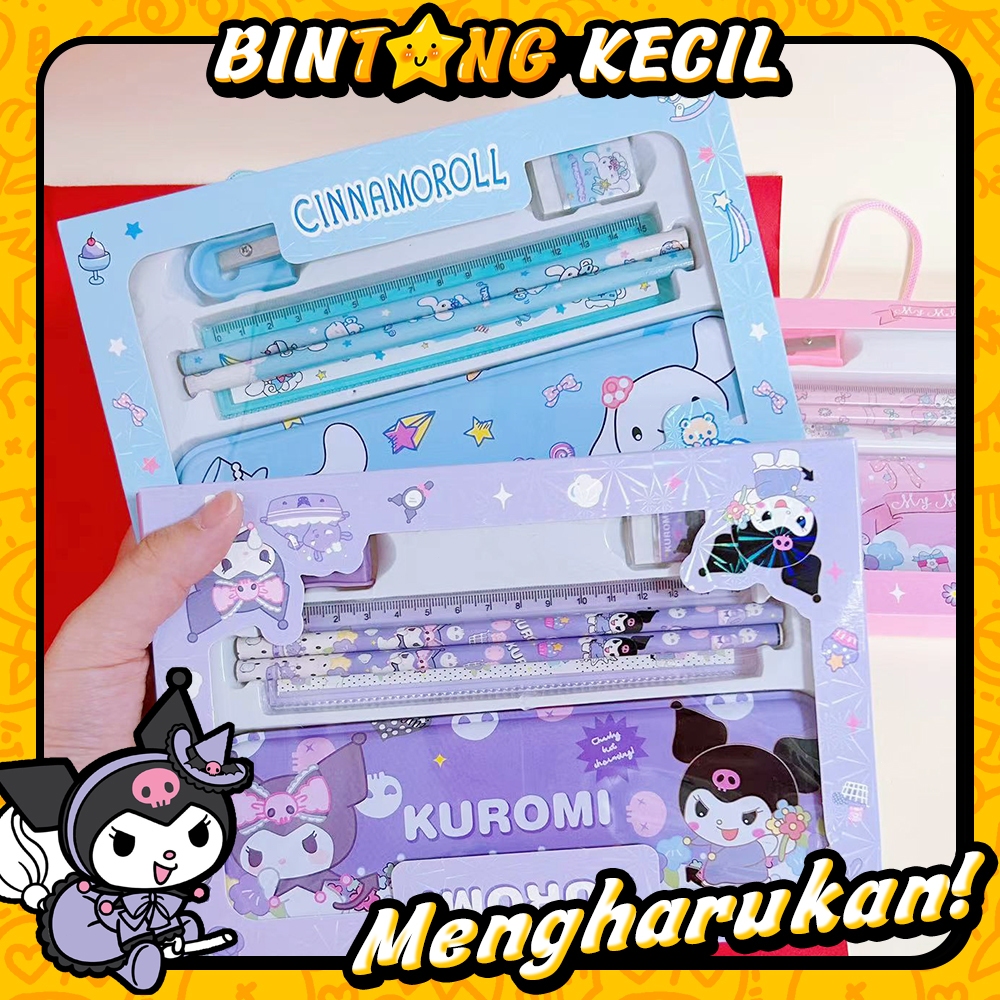 

Paket Alat Tulis Kotak Pensil Set (Kotak Alat Tulis Besi Pensil*2 Penghapus Penggilas Pensil)Sanrio Stationery Set Kotak Pensil Melody