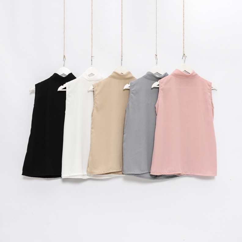 KODE R12Q INNER TURTLENECK Sleeveless Tanpa Lengan Flowy Daleman Basic Manset Buntung Atasan Pendek 