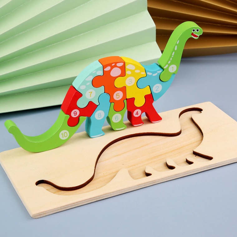 KODE A57A GeeToy Mainan Edukasi 3D Mainan Hewan Dinosaurus Jigsaw Puzzle Kayu Untuk Anak