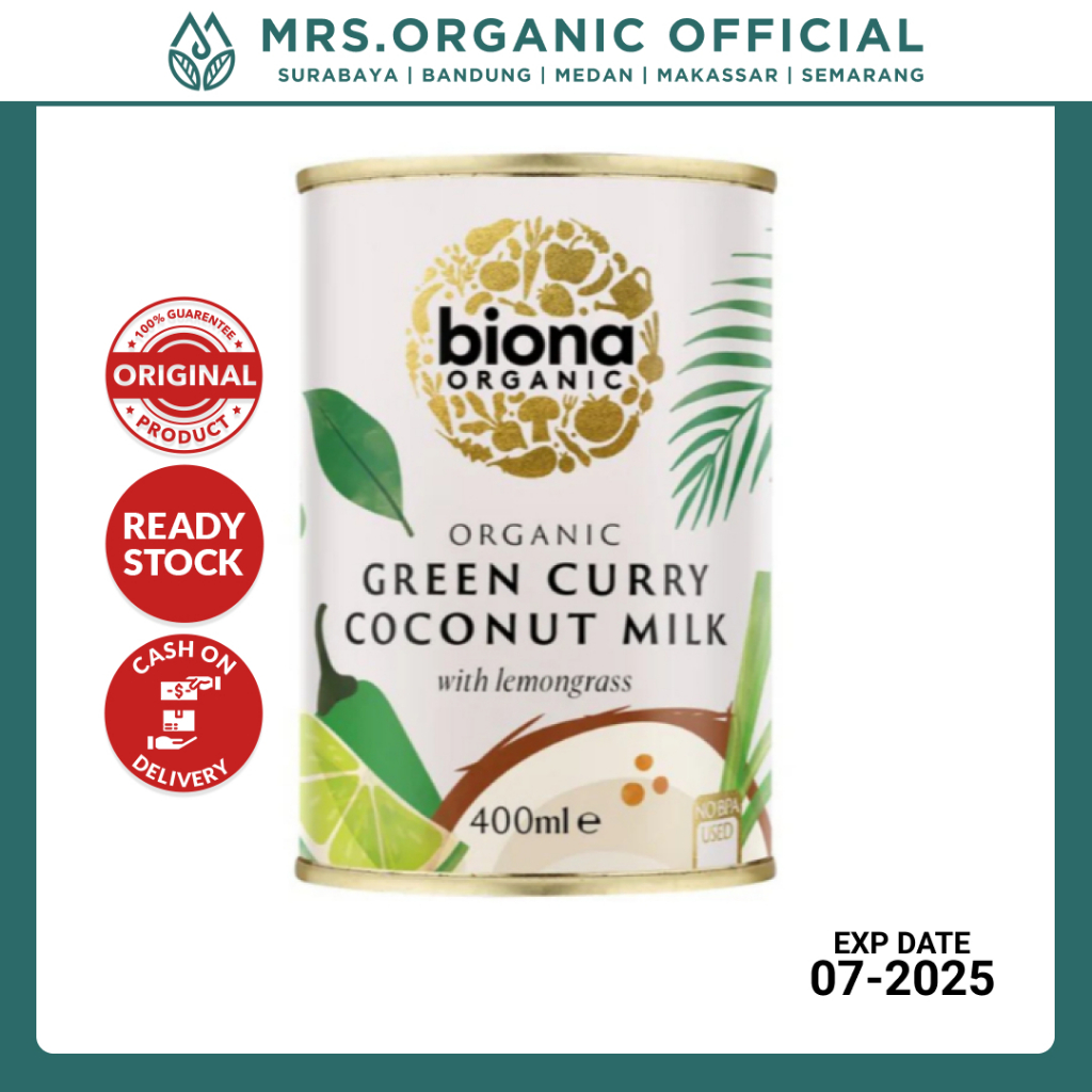

Santan Kari Hijau Biona Organic Coconut Milk Green Curry 400 Ml