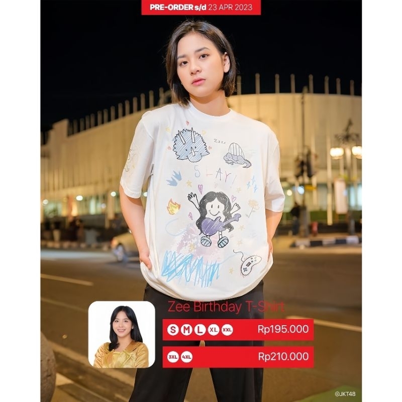 Kaos JKT48 Birthday T-Shirt Azizi Asadel (Zee) 2023 - Putih