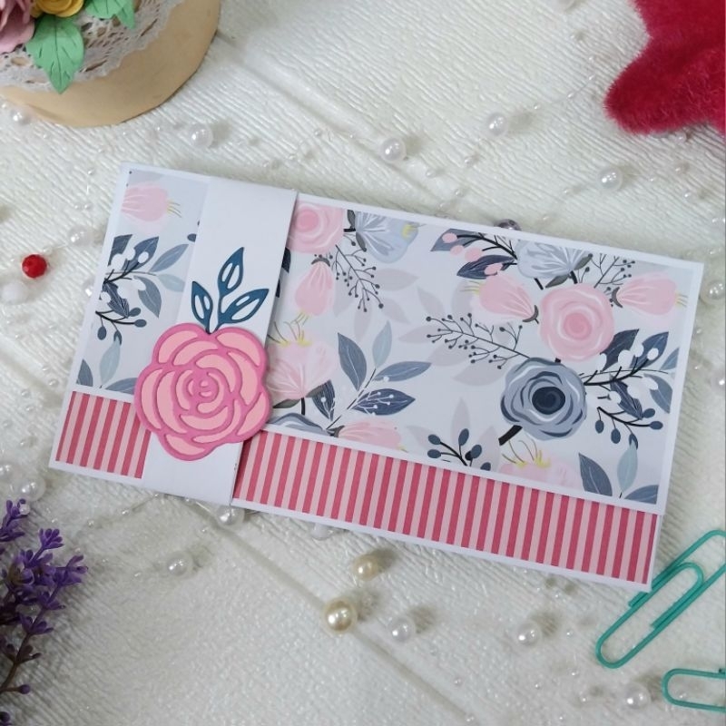 

Amplop uang doodle rose handmade 1pcs die cut gift lebaran angpau wedding