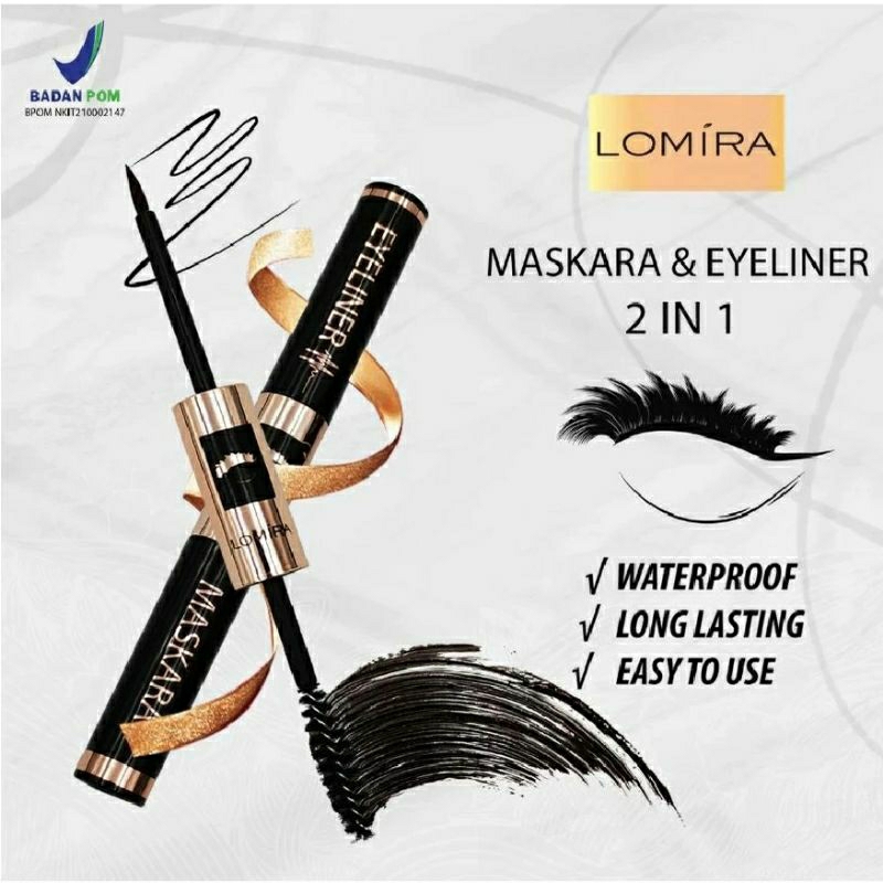 LOMIRA 2 IN 1 Mascara Eyeliner Waterproof BPOM