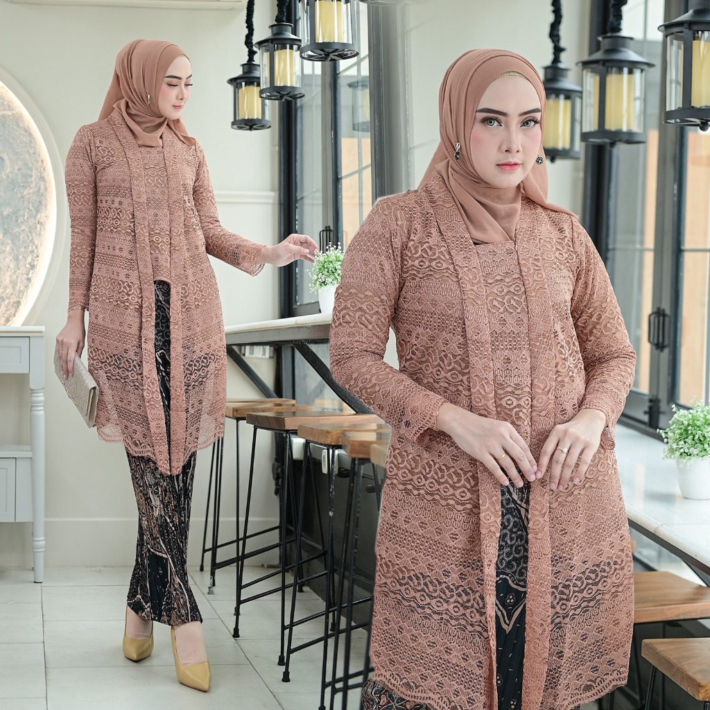 Sholeh Set Kebaya Kutu Baru Tunik || Set Tunik Kutu Baru Brukat Premium