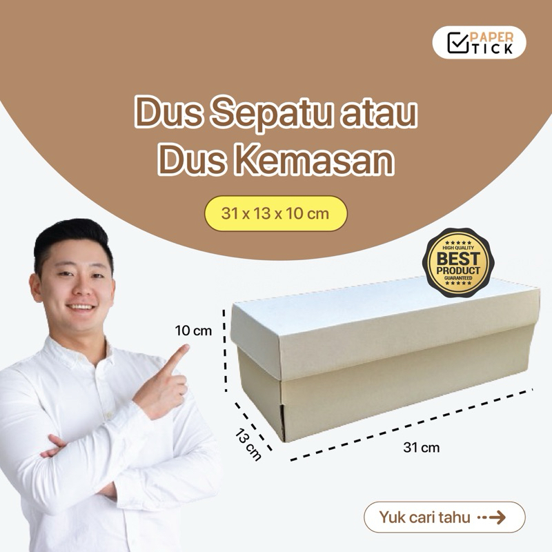 

Box Dus 31x13x10 CM Sepatu Dus Aksesoris Putih Coklat Corrugated Die Cur