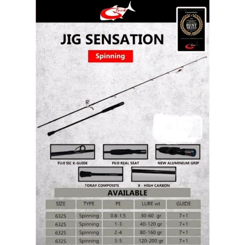 Rod SPINNING GTECH JIG SENSATION LIGHT JIGGING