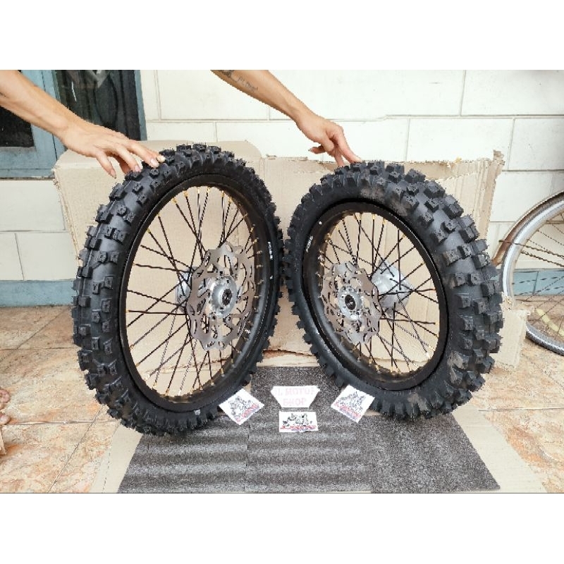 PAKET Komplit Velg Klx 16 19 - 18 21 Paketan Velg Cross Trail KLX CRF WR 16 19 18 21 + Ban Primaax G