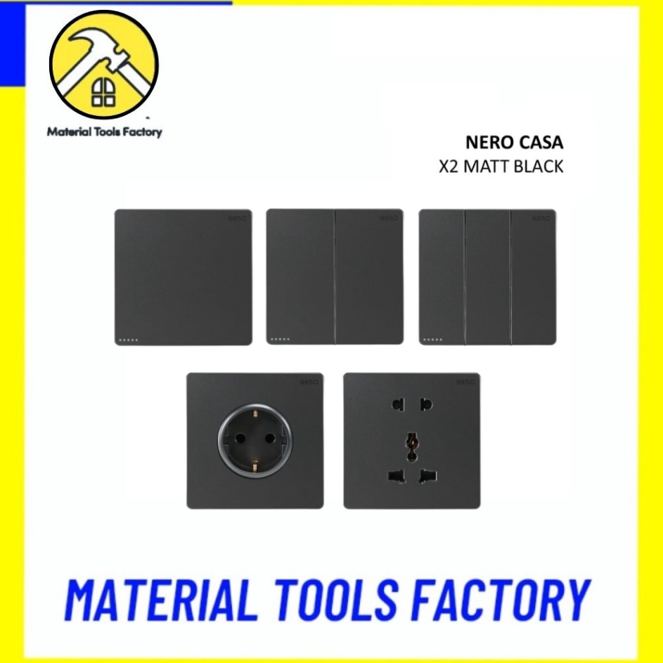 Langka NERO CASA X2 MATTE BLACK SAKLAR STOP KONTAK FRAME  STOP KONTAK NERO  SAKLAR NERO  INBOWDUS NE