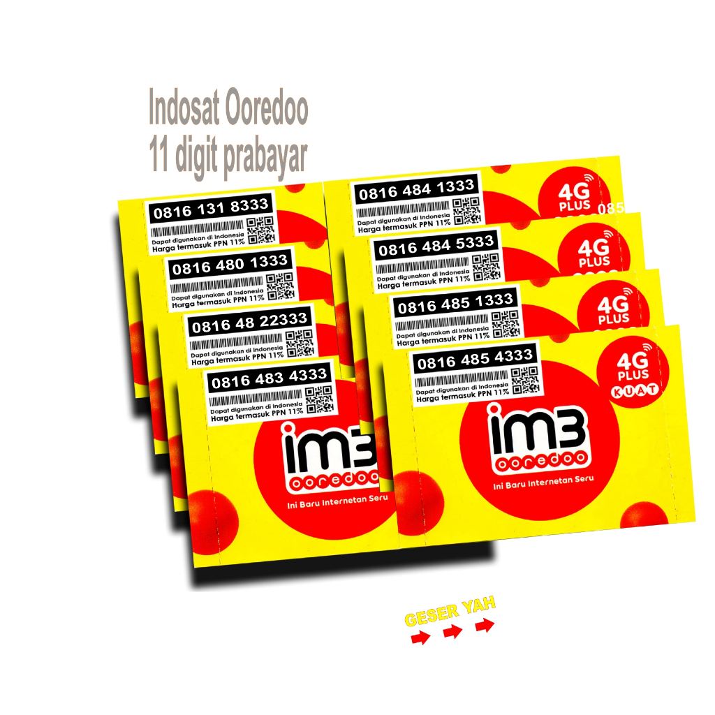 Nomor Cantik Indosat im3 Ooredoo 11 Digit 333 Prabayar Nomer Rapi Kartu Perdana Sebelas Angka Sim Ca