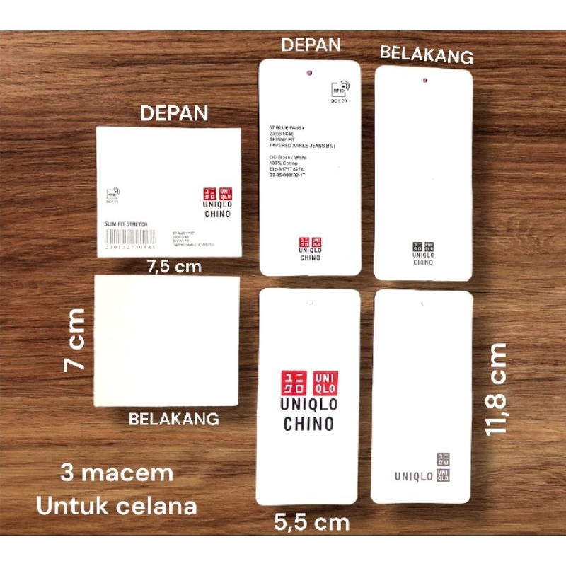 

HANGTAG CELANA UNIQLO / LABEL / MEREK CELANA UNIQLO 3MACEM