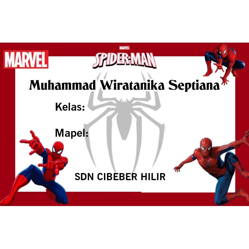 

(ISI 50 PCS) STICKER LABEL BUKU PELAJARAN SEKOLAH BISA CUSTOM NAMA DAN FOTO MOTIF SPIDERMAN