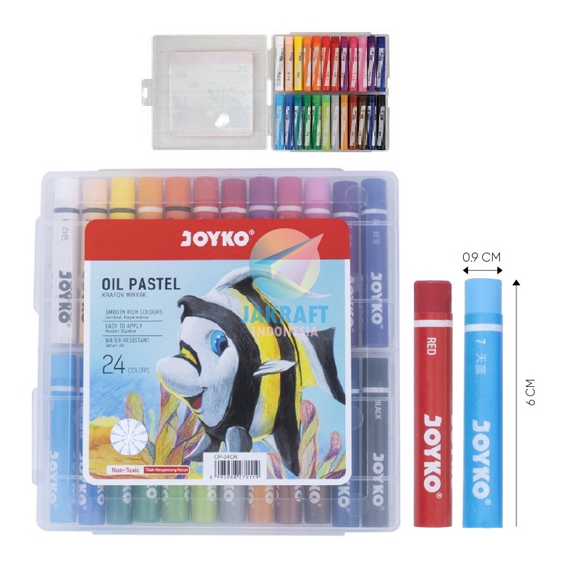 

CUCIGUDANG 24 Pcs Krayon 24 Warna JOYKO OP24CR Oil Pastels Crayon Aman Murah Anti Air Hard Case